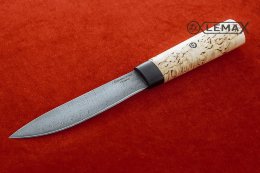 Нож якутский из дамаска, карельская берёза.