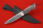 Нож Засапожный (сталь ламинат, бивень мамонта, рукоять стабилизированный корень клёна)