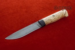 Нож Урал дамаск, карельская берёза