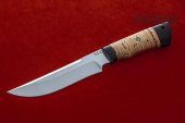 Нож Тайга изготовлен из высококачественной стали 95Х18, береста, чёрный граб