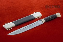 Нож Пластунский (Х12МФ, чёрный граб, латунь,кожа)
