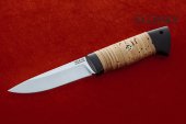 Нож Засапожный изготовлен из высококачественной стали 5Х18, береста, рукоять чёрный граб