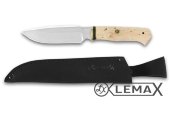 Нож Хищник изготовлен из высококачественной стали Х12МФ, рукоять карельская берёза
