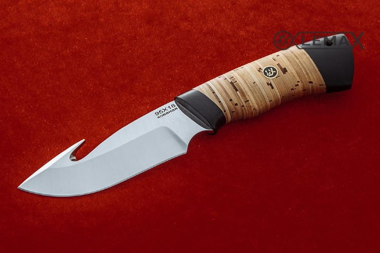 Нож Скиннер из 95Х18, береста, чёрный граб