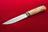 Нож Урал изготовлен из высококачественной стали Х12МФ, карельская берёза