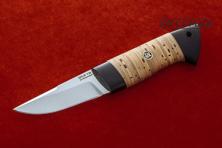 Small Zasapozhny knife (95X18, birch bark, black hornbeam)