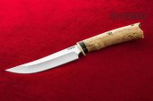 Нож восточный изготовлен из высококачественной стали Х12МФ, карельская берёза