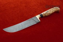 Uzbek knife (Damascus, Karelian birch)