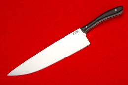 Нож Кухонный большой - 2 из стали 95х18, красная фибра, черный граб 