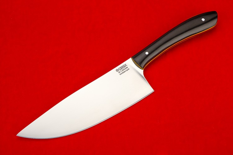 Нож кухонный средний-2 (х12мф,желтая фибра,эбонит)  