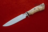 Нож Чибис изготовлен из высококачественной стали Х12МФ, карельская берёза