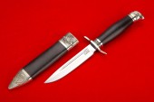 Нож чекиста (Нож ВДВ) (х12мф, литье мельхиор, черное дерево,чернение)   