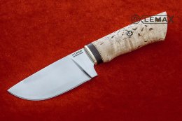 Нож шкуросъёмный вогнутая линза из Х12МФ, карельская берёза.