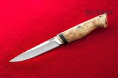 Нож Засапожный изготовлен из высококачественной стали Х12МФ, карельская берёза