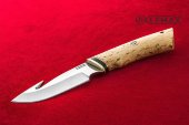 Нож скиннер изготовлен из высококачественной стали Х12МФ, карельская берёза