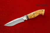 Нож Сибирь изготовлен из высококачественной стали Х12МФ, карельская берёза