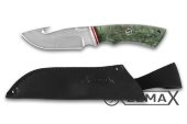 Нож Скиннер с крюком (клинок из булатной стали, глубокое травление, мельхиор, рукоять стабилизированная карельская берёза)