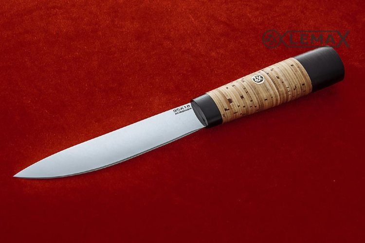 Нож Якутский из  95Х18, береста, чёрный граб.