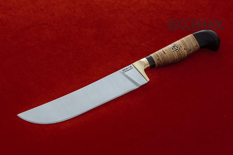Нож Узбекский из  95Х18, береста,чёрный граб.