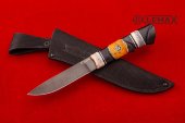 Нож Фин - 2 (Булатная сталь, рукоять кость, стабилизированная карельская берёза, черный граб)