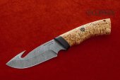 Нож Скиннер из дамаска - это высококачественный нож с лезвием из многослойной стали, карельская берёза.
