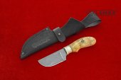 Нож шкуросъёмный малый (булатная сталь, рукоять рог, карельская берёза)
