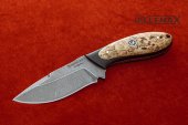 Нож Лиса (цельнометаллический) (дамаск, карельская берёза)