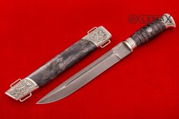 Cossack knife (Bulat, Nickel silver, stabilized Karelian birch)