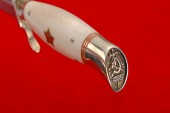 Chekist knife (Cast Damask steel, elk horn, cast brass star)