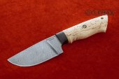 Нож Шкуросъёмный (вогнутая линза) (дамаск, карельская берёза)