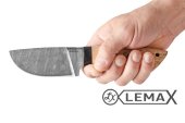 Skinning knife (concave lens) (Damascus, Karelian birch)