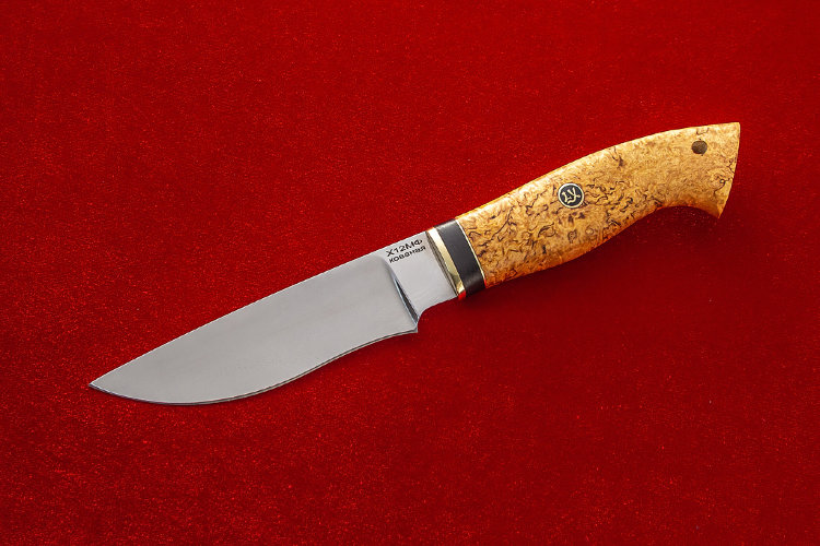 Нож Тундра из Х12МФ, карельская берёза.