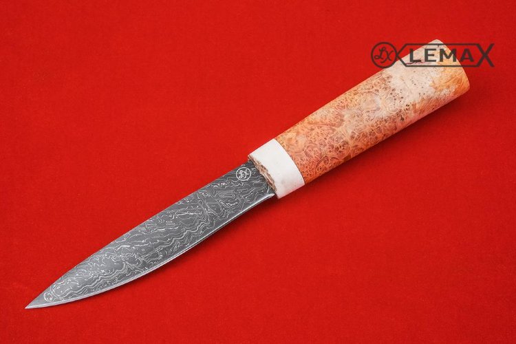 Yakut knife (laminate, elk horn, stabilized maple root)