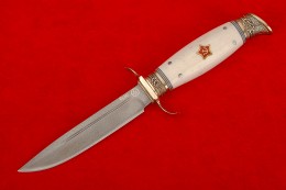 Нож Чекиста (Булатная сталь, рог лося,литье резное, литая звезда из латуни) 