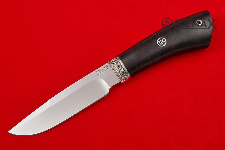 Нож Турист из 95Х18,  мельхиор, чёрный граб