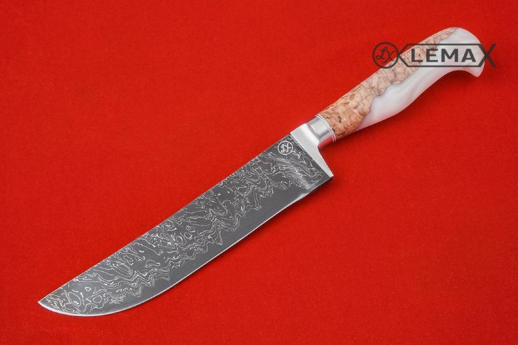 Нож Узбекский ламинат, акрил, мельхиор.