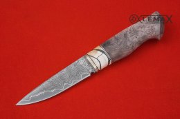 Нож Засапожный ламинат, бивень мамонта, стабилизированный корень клёна.