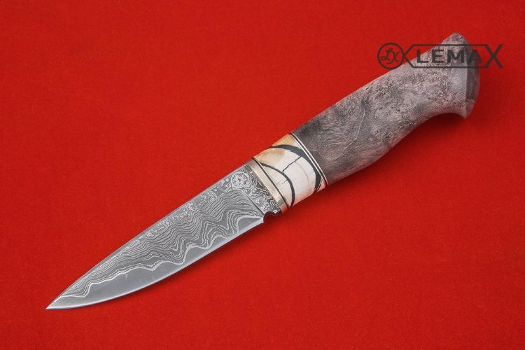 Нож Засапожный (Ламинат, бивень мамонта, стабилизированный корень клёна)