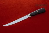 Нож филейный большой изготовлен из высококачественной стали 95Х18, чёрный граб