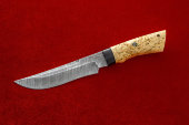 Нож Тайга дамаск с многослойным лезвием из высококачественной стали, рукоять карельская берёза.