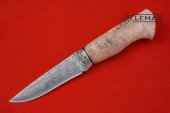 Нож Засапожный (клинок изготовлен из ламината, мельхиор, рукоять корень клёна)