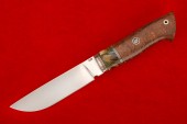 Нож Сталкер (S 390,зуб мамонта в акриле, нейзильбер, стабил. кап клёна, мозаичный пин)