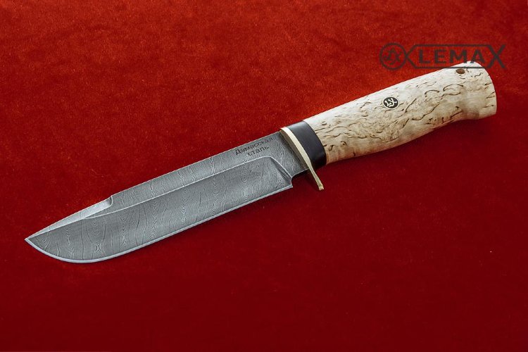 Нож Боец дамаск, карельская берёза.