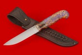 Нож "Скандинавский"-2 (S 390, зуб мамонта в акриле, нейзильбер, стабил. кап клёна, мозаичный пин)