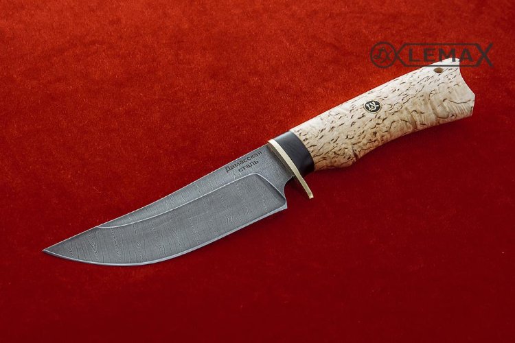 Нож Восточный дамаск, карельская берёза.