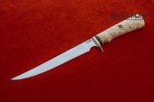 Нож филейный большой изготовлен из высококачественной стали Х12МФ, карельская берёза.