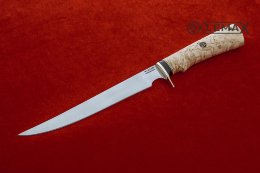 Нож филейный большой из Х12МФ, карельская берёза.