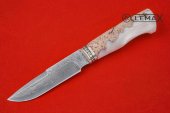 Нож Турист (клинок изготовлен из ламината, мельхиор, рукоять стабилизированная карельская берёза, акрил)