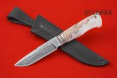 Нож Турист (клинок из ламината, мельхиор, рукоять стабилизированная карельская берёза, акрил)