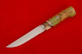 Нож "Скандинавский" (S 390, зуб мамонта в акриле, нейзильбер, стабил. кап клёна, мозаичный пин)